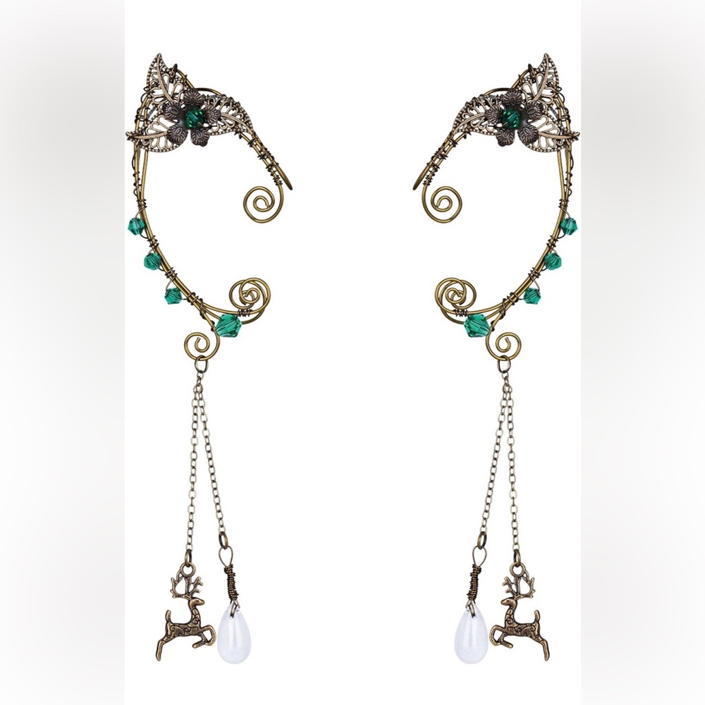 Bronze and Green Ear Cuffs